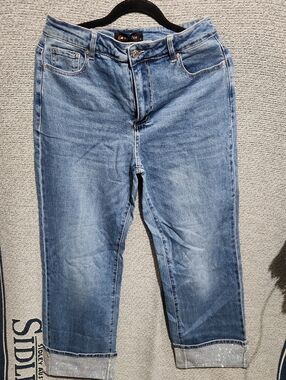 Cape Robbin Light Blue Relaxed Jeans with Cuffed Hem